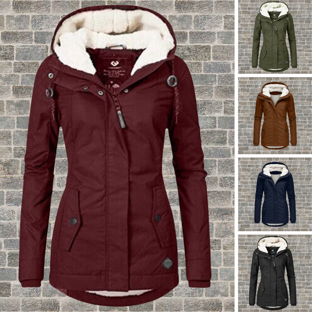 Stilla | Vinterjakke Sherpa-Hoodie - Moderigtig Parka til Kolde Dage, Figurvenlig Pasform, Perfekt Hverdagsven.