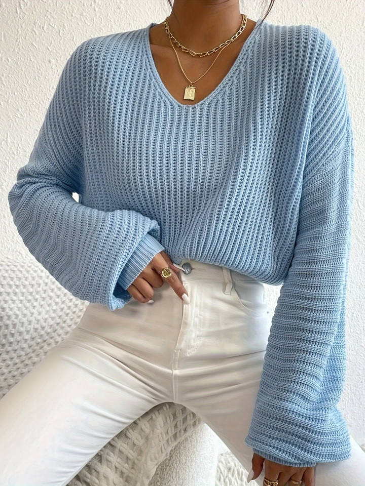 Stilla | V-udskæring Pullover Med Lanternærmer