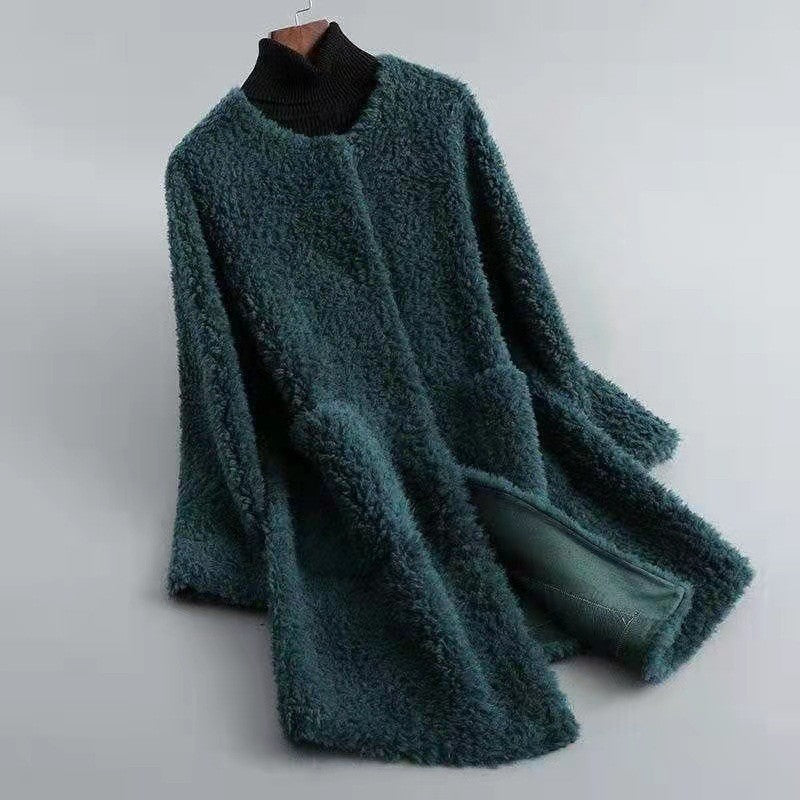 Stilla | Uldblanding Relaxed Fit Frakke med Patches Lommer Åben Frontfrakke