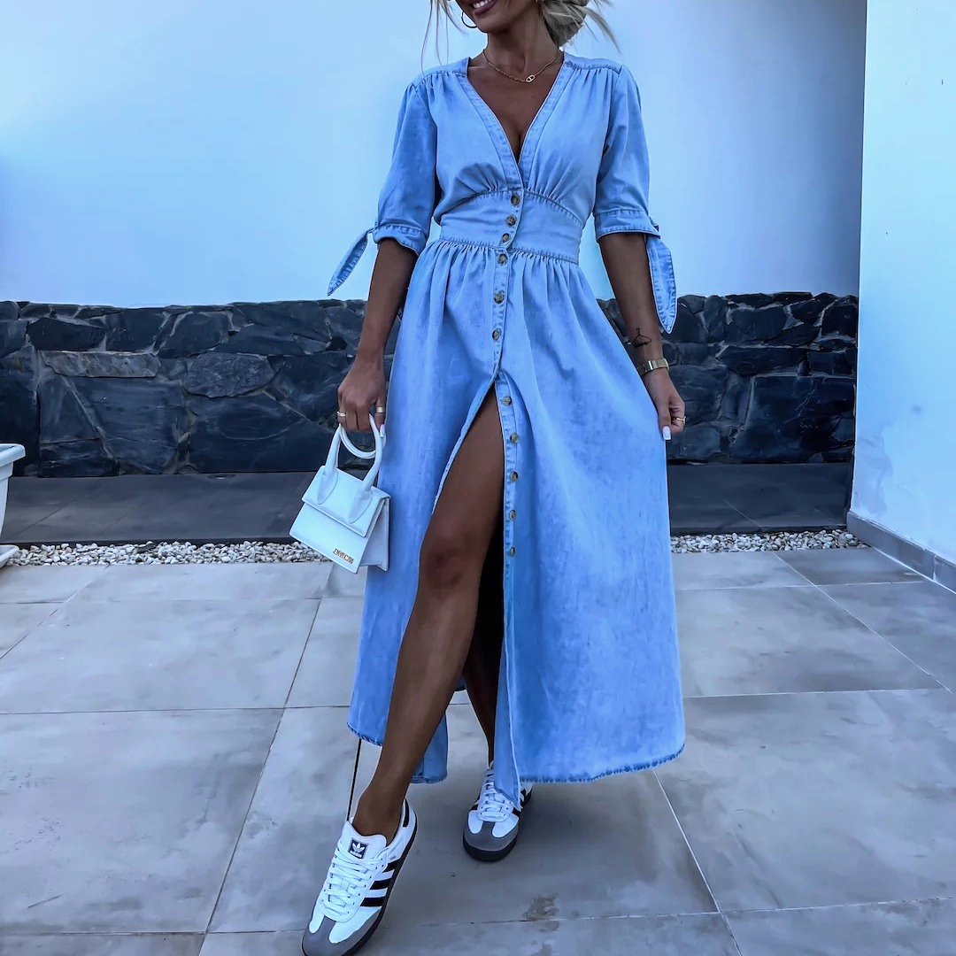 Stilla | Langt Jeanskjole