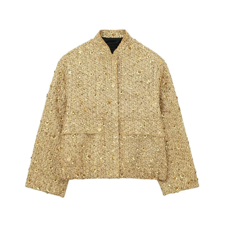 Stilla | Pailletter Statement Jakke Åben Front Glimmer Blazer