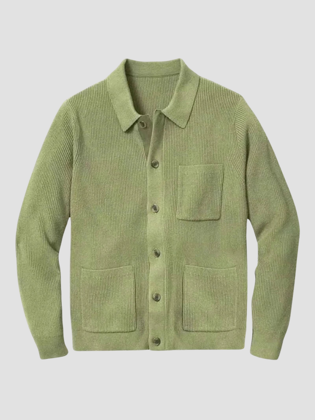 Stilla | Strikket Cardigan med Skjortekrave og Knaplukning