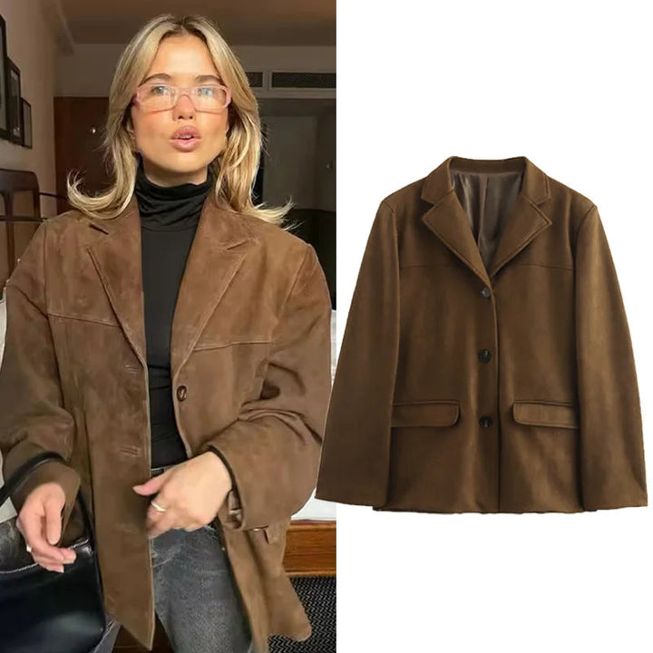 Stilla | Brun Læderjakke - Premium Nubuck til Overgangstøj