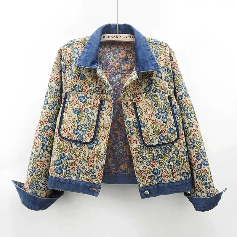 Stilla | Vintages Broderet Jeansjakke Af Jacquard Til Damer
