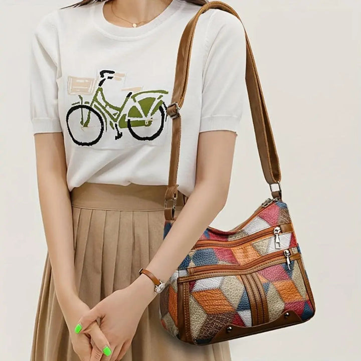 Stilla | Colorblock Chic 3d Mønster Crossbody Taske