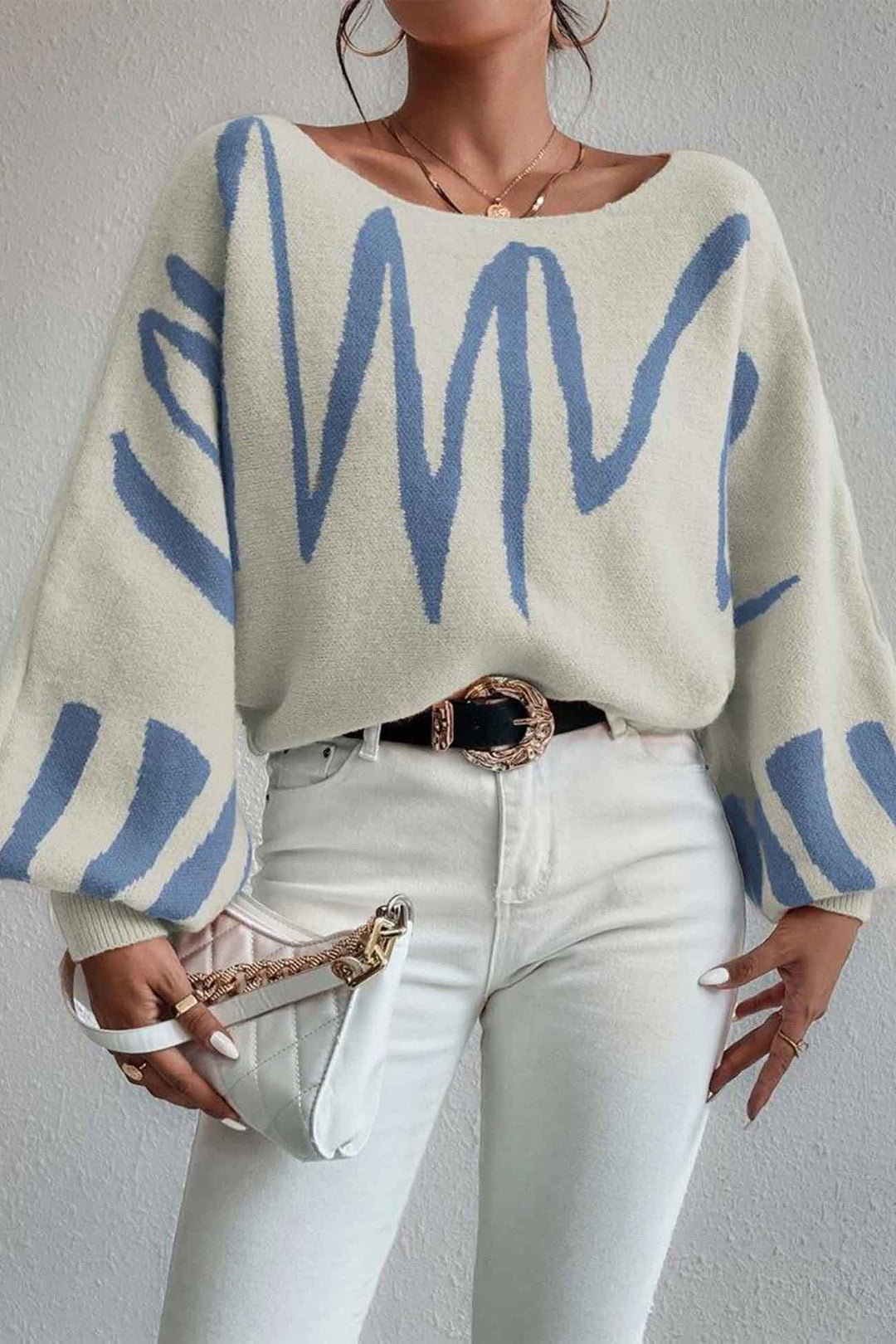 Stilla | Pullover med geometriske lanterneærmer