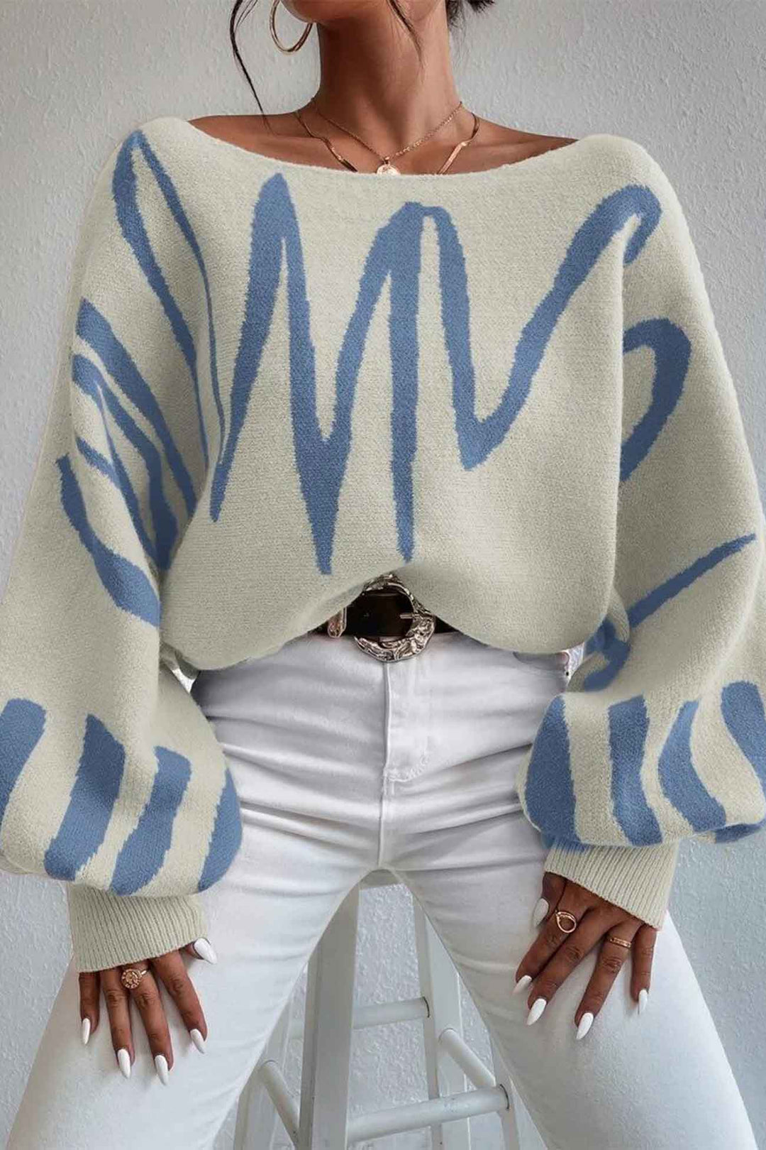 Stilla | Pullover med geometriske lanterneærmer