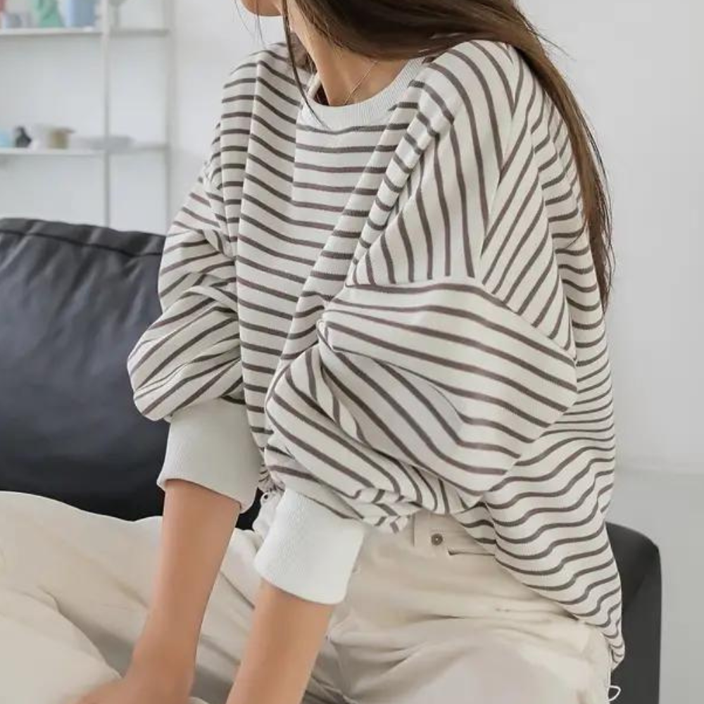 Stilla | Stilfuld Stribet Sweatshirt til Dame