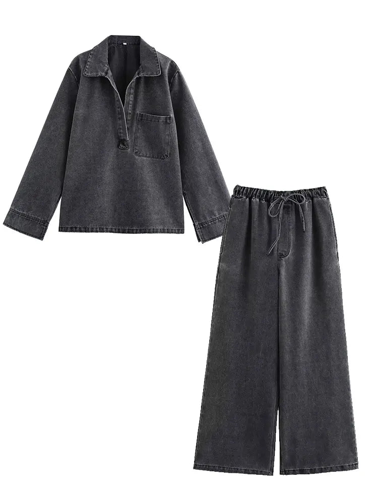 Stilla | 2-Delt Denim Outfit til Efteråret 2025