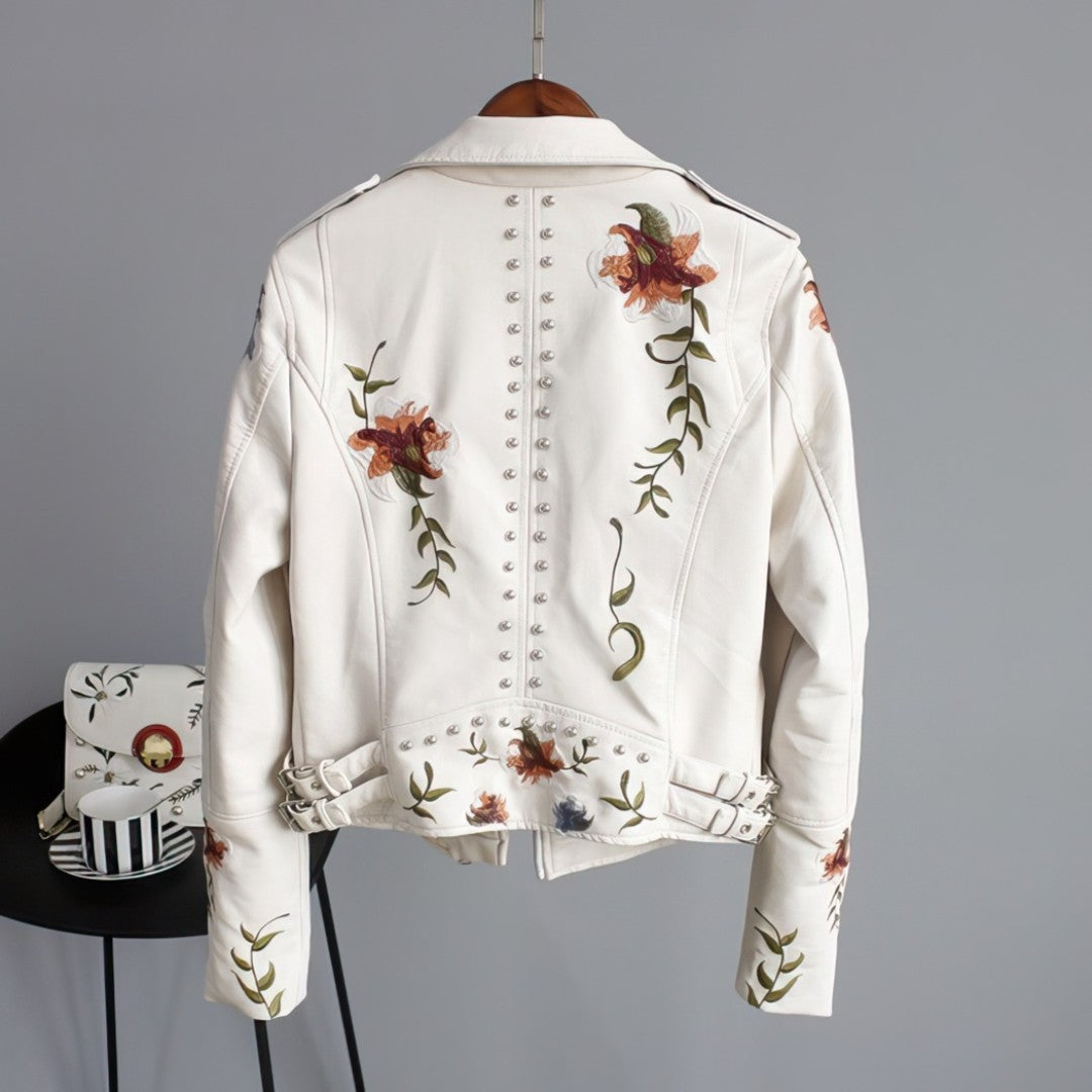 Stilla | Læderjakke Med Blomster