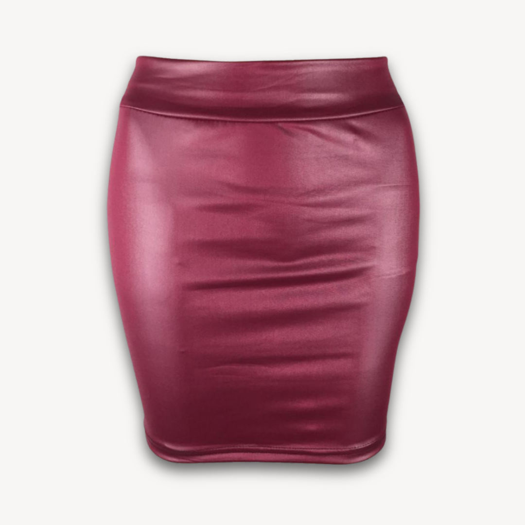Stilla | Kvinders Faux Læder Mini Nederdel Høj Talje Slim Fit Voksen Afslappet Beklædning