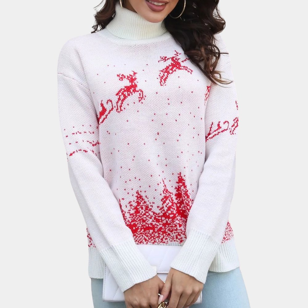 Stilla | Jule-sweater Dame Strik Rensdyrtryk Sweater