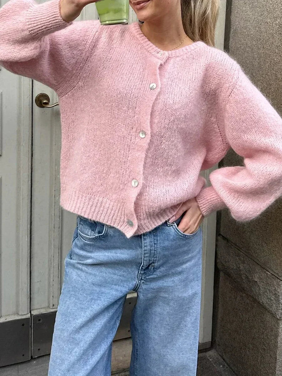 Stilla | Y2K Knaplukning Strik Fritids Blød Cardigan Jakke