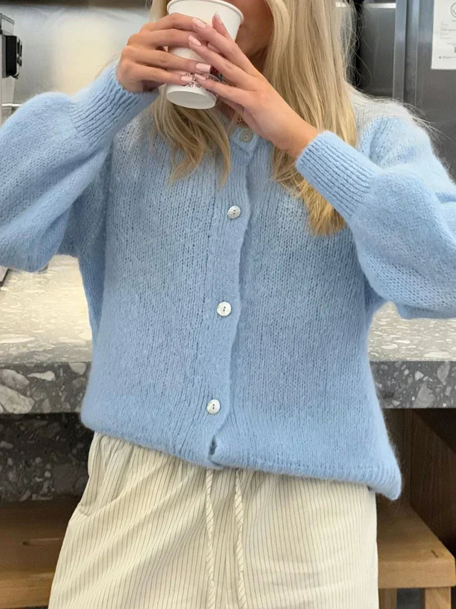 Stilla | Y2K Knaplukning Strik Fritids Blød Cardigan Jakke