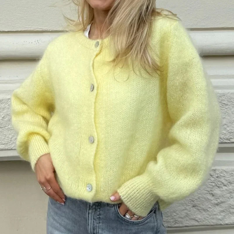 Stilla | Y2K Knaplukning Strik Fritids Blød Cardigan Jakke