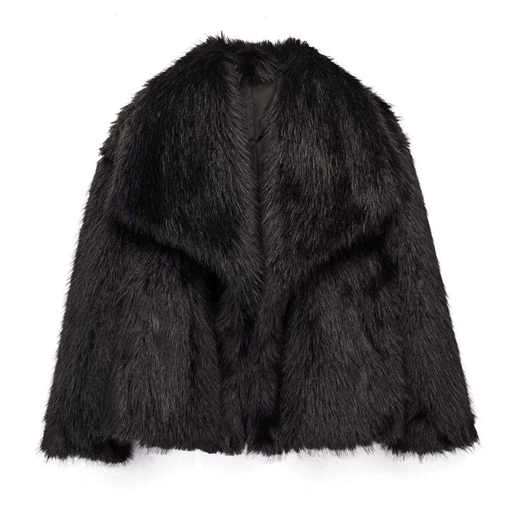 Stilla | Kort Skåret Faux-Fur-Jakke med Overdimensioneret Krave