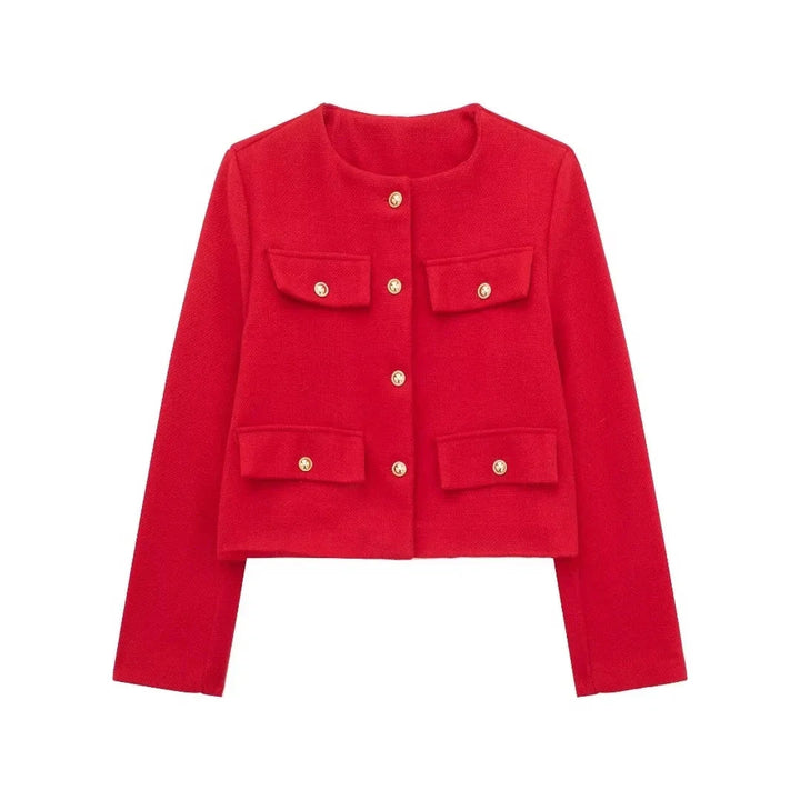 Stilla | Korte uldjakke blazer med knap og lomme detalje