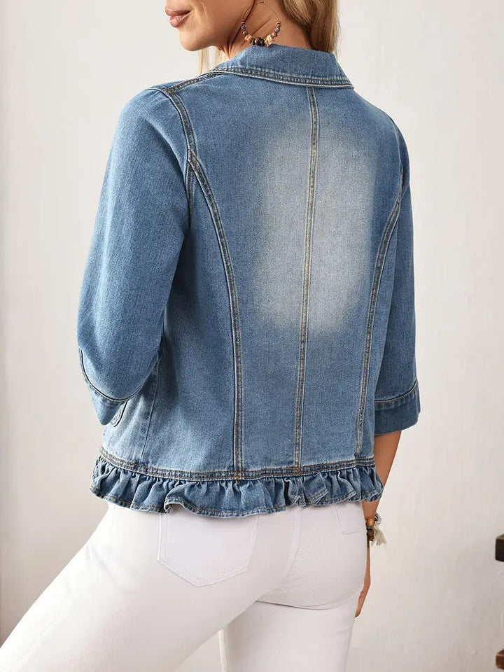 Stilla | Rüschen Denim Blazer Jakke Lysvasket Jeans Overbeklædning