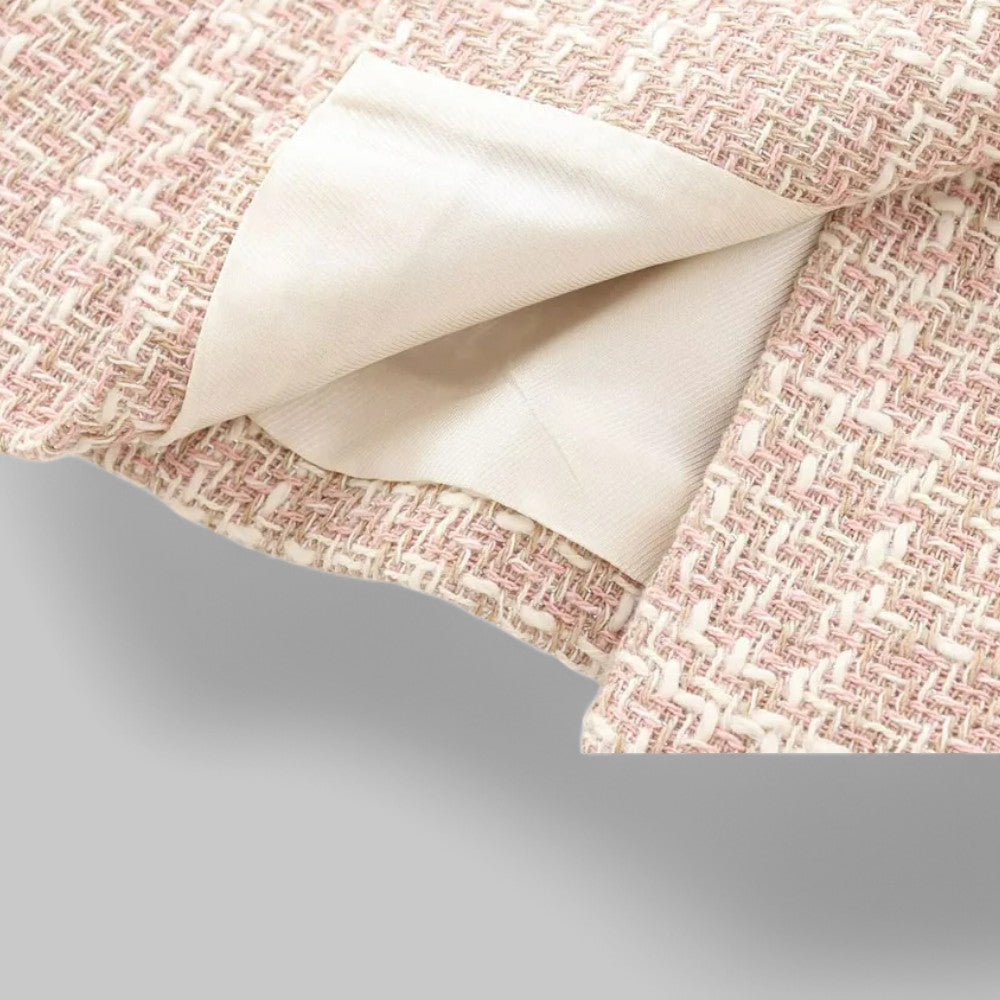 Stilla | Klassisk Dobbeltbrystet Pink Tweed Blazer