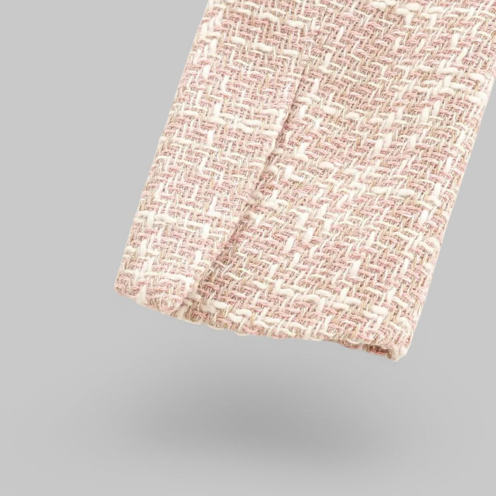 Stilla | Klassisk Dobbeltbrystet Pink Tweed Blazer