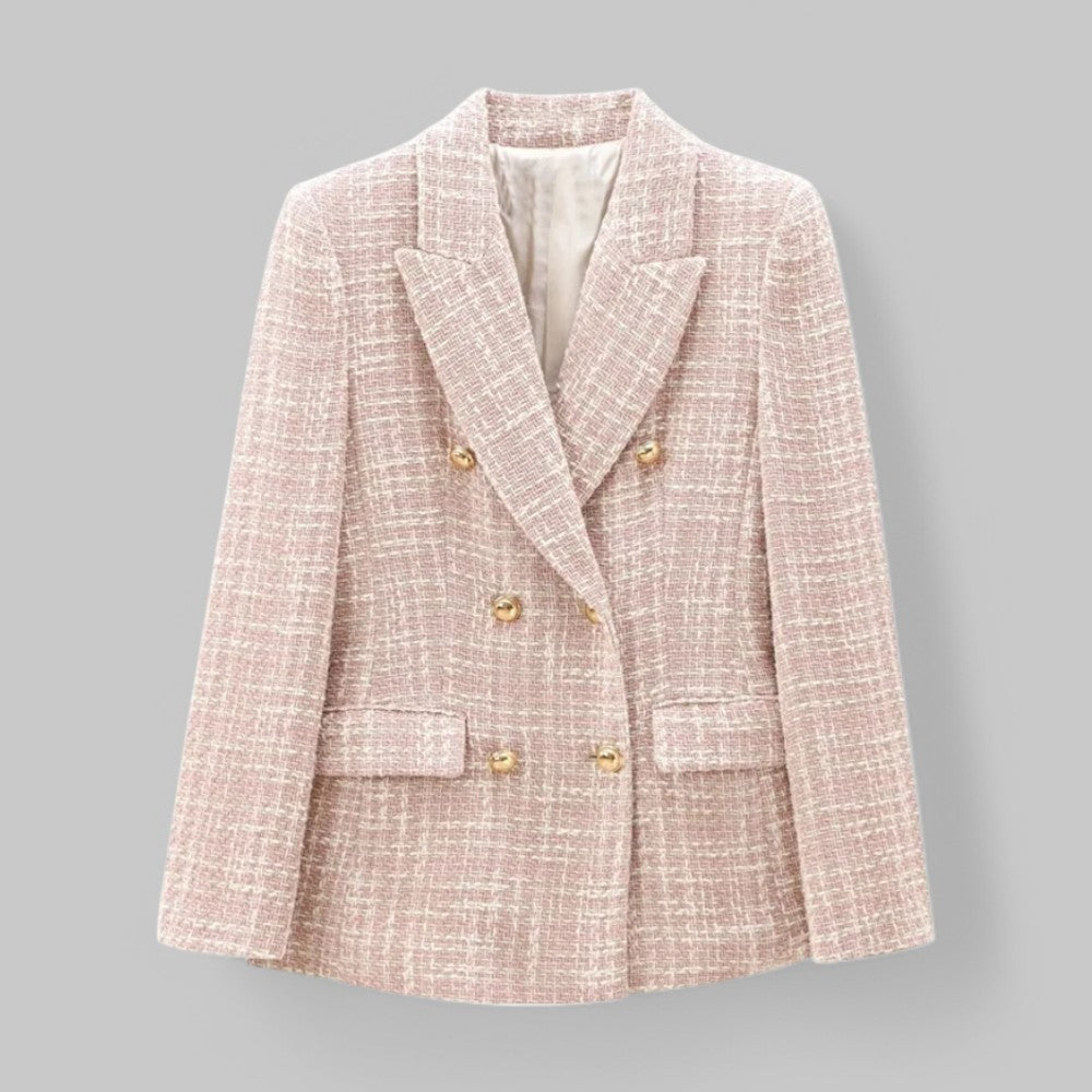 Stilla | Klassisk Dobbeltbrystet Pink Tweed Blazer