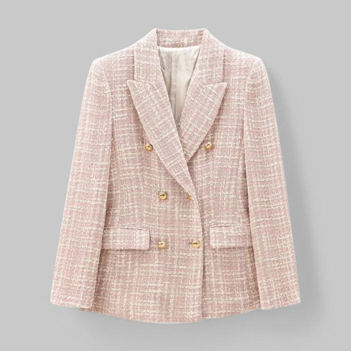 Stilla | Klassisk Dobbeltbrystet Pink Tweed Blazer