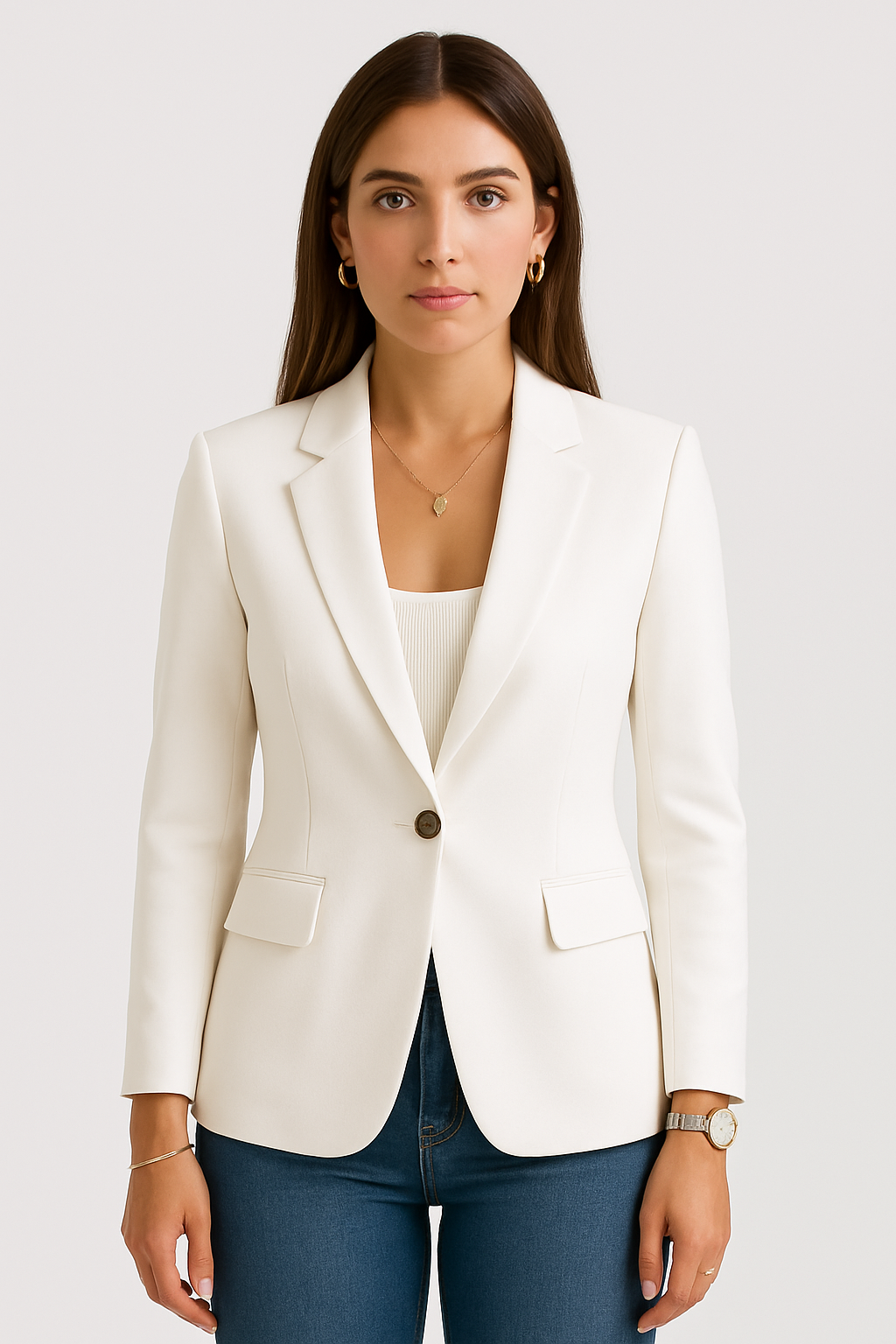 Stilla | Skræddersyet Blazer – Enkeltknap – Slim Fit – Hvid