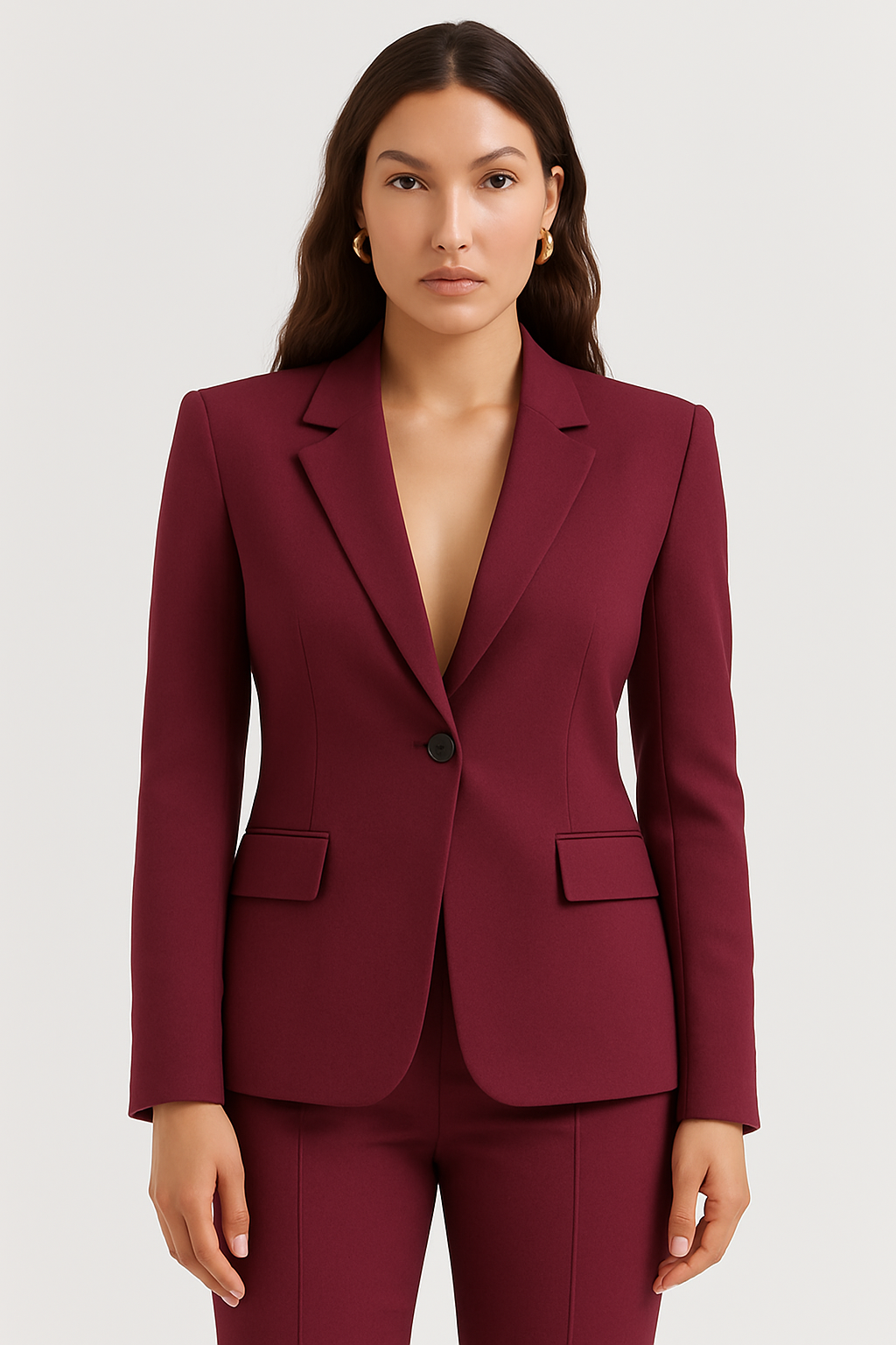 Stilla | Skræddersyet Blazer – Enkeltknaps – Slim Fit – Vinrød