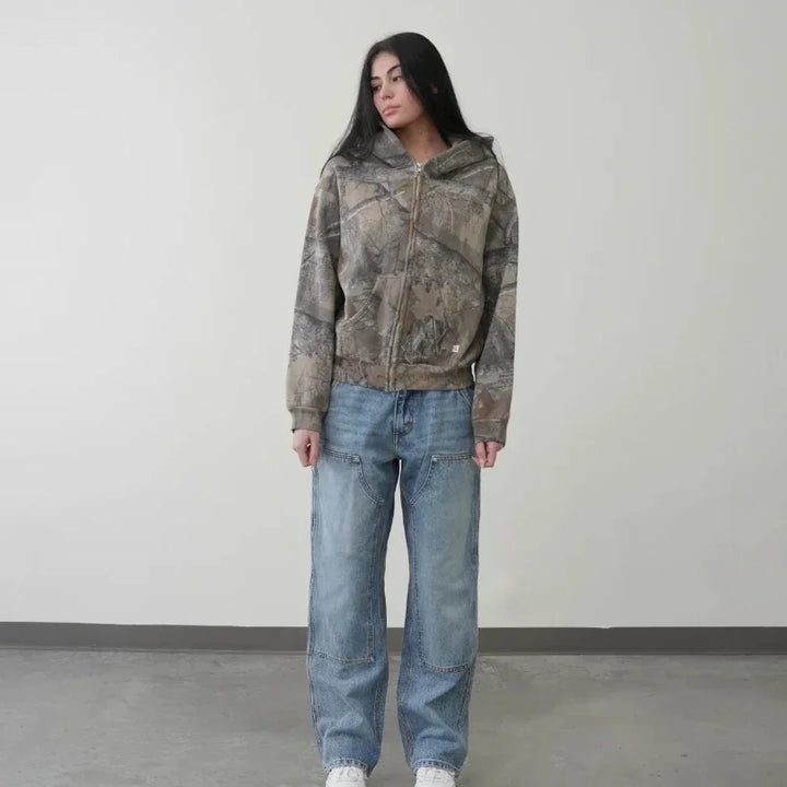 Stilla | Retro Unisex Hoodie med Camouflage-Mønster