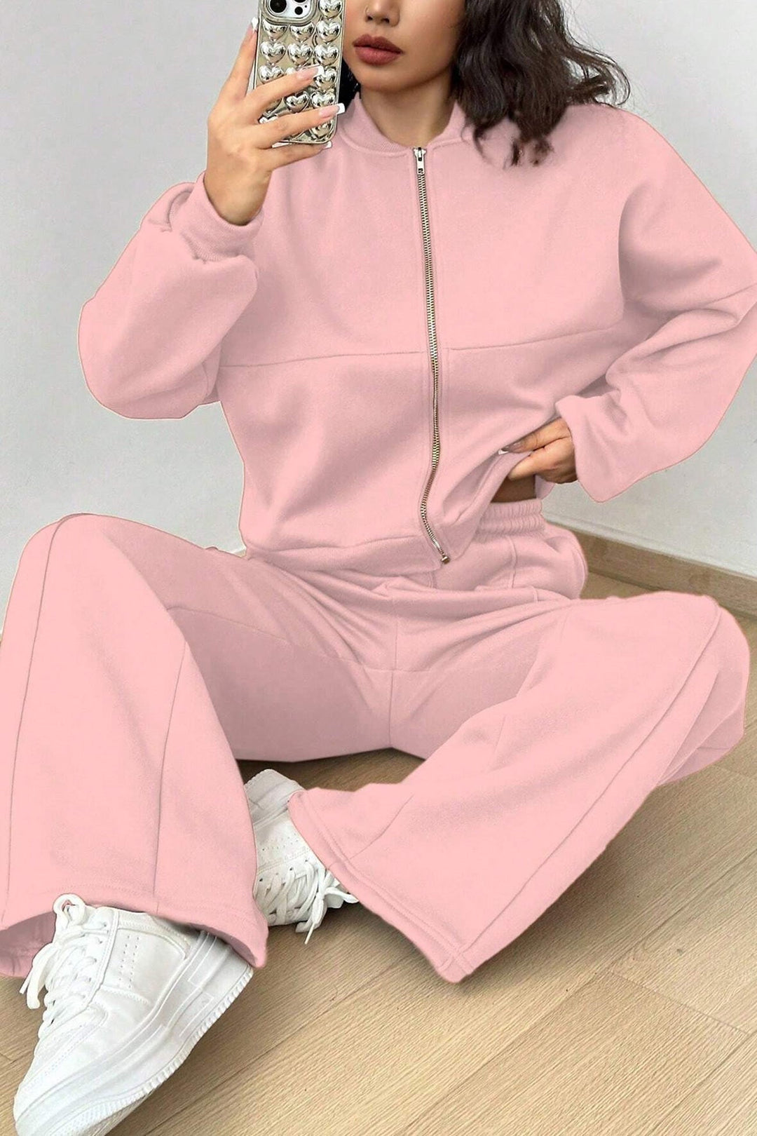 Stilla | Ensemble Bukser Strikjakke Med Lynlås Uden Krave