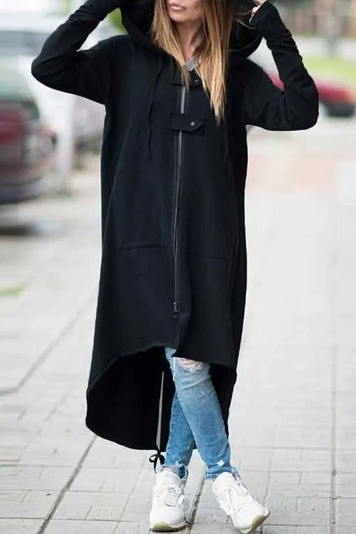 Stilla | Langærmet Sweaterjakke Med Lynlås og Kant Med Snøre