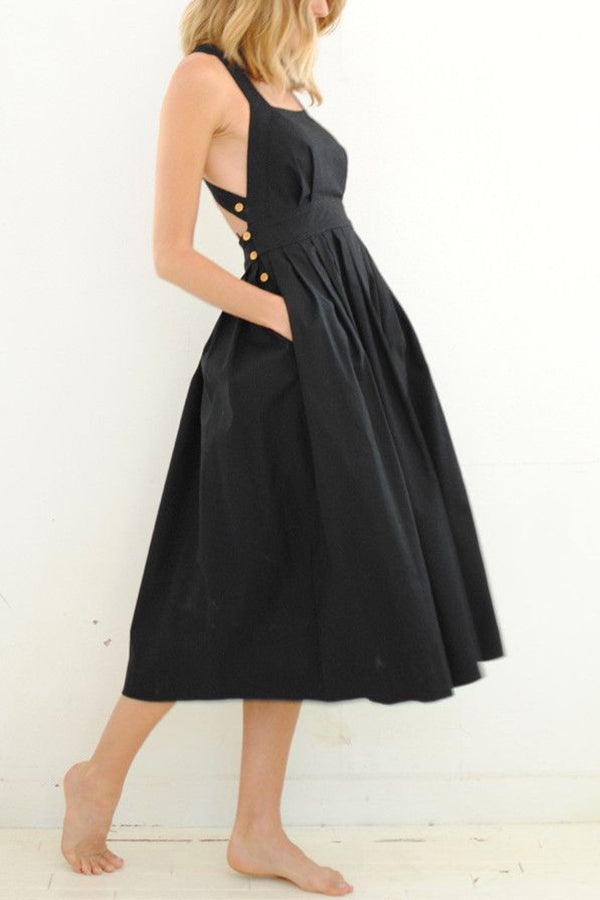 Stilla | Halter Square Neck Tilbagefri Midi Kjole