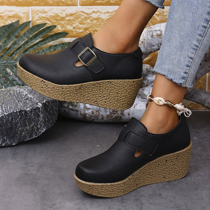 Stilla | Overdimensionerede Kilehælsandaler Komfortable Platform Sandals Med Spænde