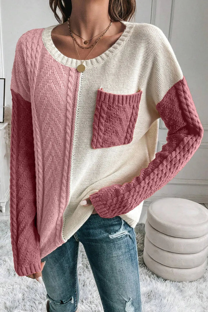 Stilla | Farveblok Strikbluse til damer