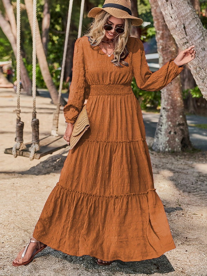 Stilla | Elegant Maxi Kjole Med V-Hals