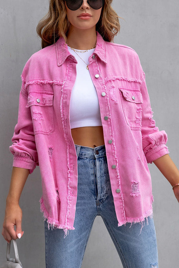 Stilla | Thinking Out Loud Lommer Frayed Denim Shacket
