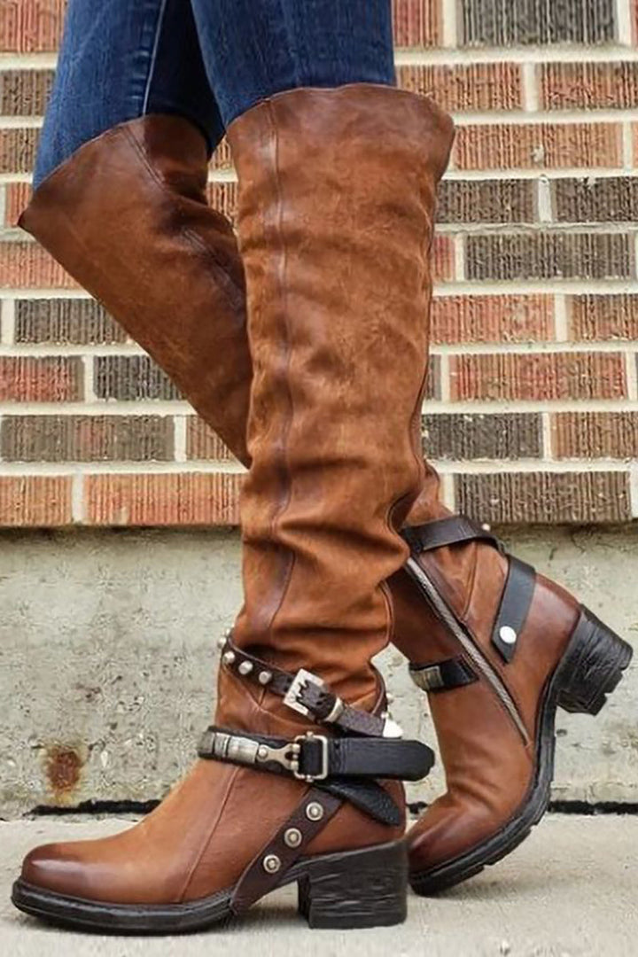 Stilla | Rivet Strap Indpakket Moto Støvler