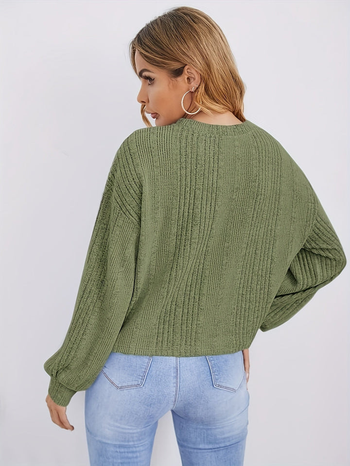 Stilla | Rib Pullover med Perle Detaljer