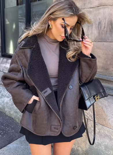 Stilla | Tykk Kunstlæderjakke Med Trendy Stil