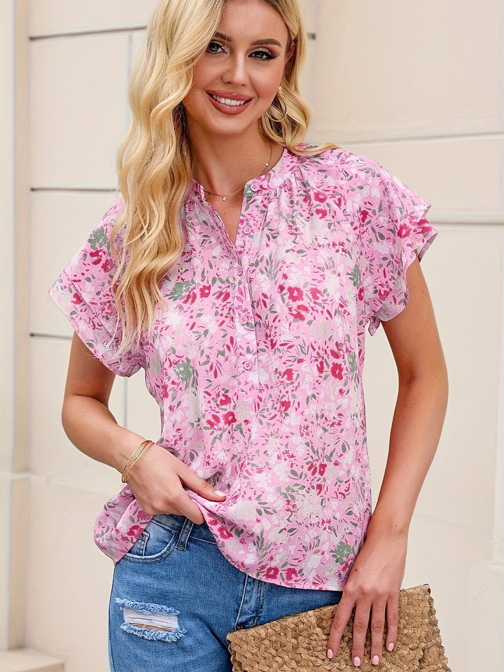 Stilla | Bluse med blomstermotiv og volanger