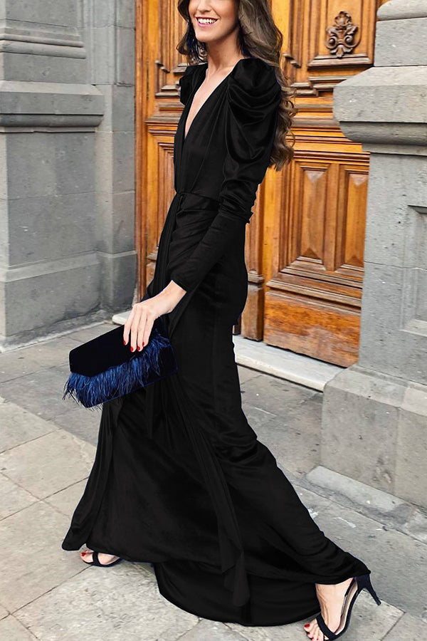 Stilla | Elegance Is Beauty Velvet Drape Maxi Kjole