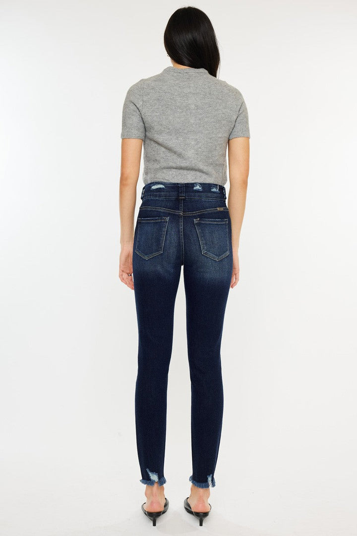 Stilla | Full Size Cat's Whiskers Raw Hem High Waist Jeans