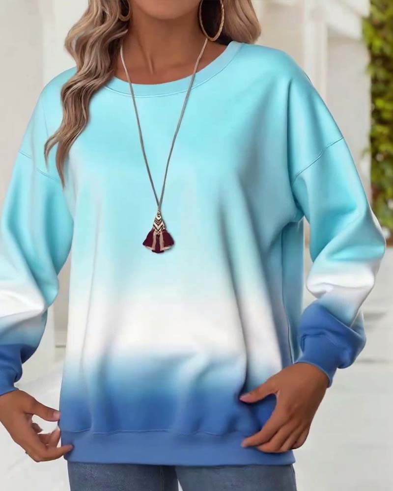 Stilla | Sweatshirt med farvegradient og rund halsudskæring