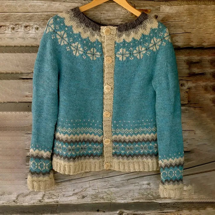 Stilla | Behagelig Vintage Pullover med Tribal Geometrisk Jacquard Mønster