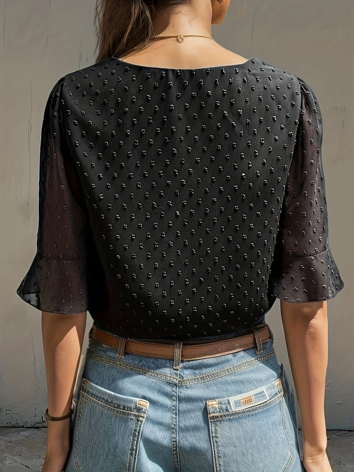 Stilla | Løs Chiffonbluse Med Lange Ærmer