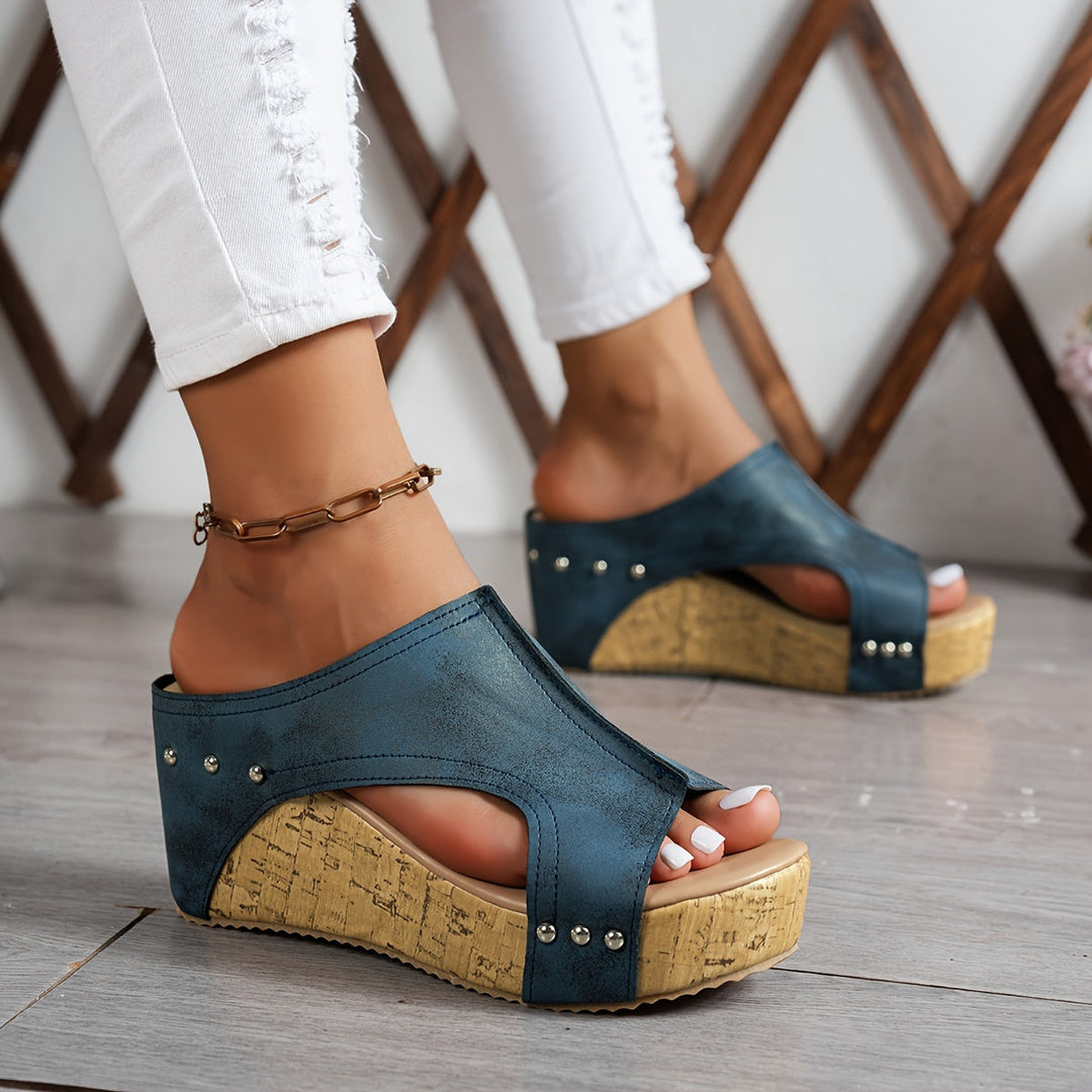 Stilla | Platform Sandaler Komfortable Slid on Sommer Sko Med Nitter