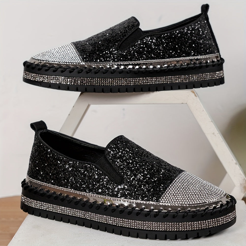 Stilla | Krystal Loafers Til Damer, Hæl 3 Cm, Komfortable Sko På Platform