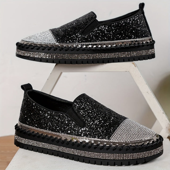 Stilla | Krystal Loafers Til Damer, Hæl 3 Cm, Komfortable Sko På Platform