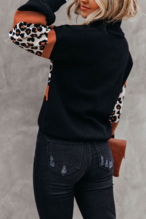 Stilla | Wild Thing Leopard Farveblok Turtleneck Trøje