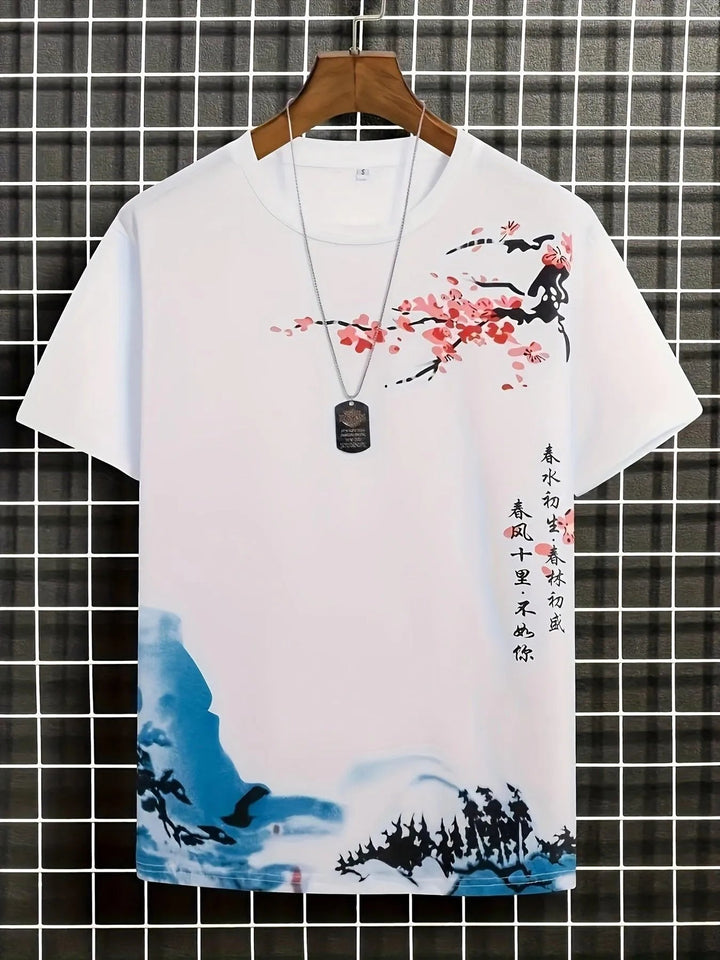 Skovae | Herre T-Shirt Blomster og Bølge Design